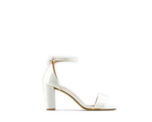 Sandalia Tacón Ancho Abierto Efecto Charol